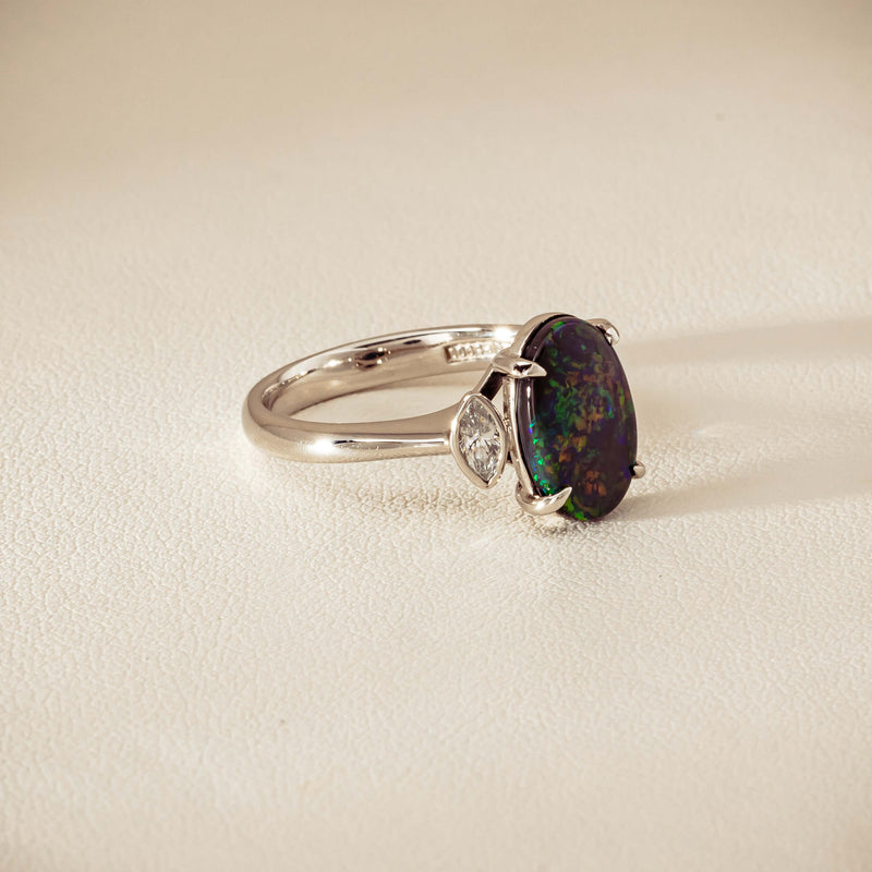 Deja Vu Platinum 1.62ct Opal & Diamond Ring