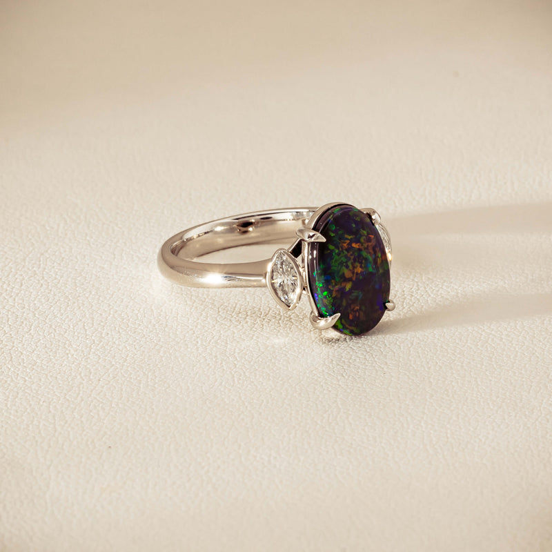 Deja Vu Platinum 1.62ct Opal & Diamond Ring