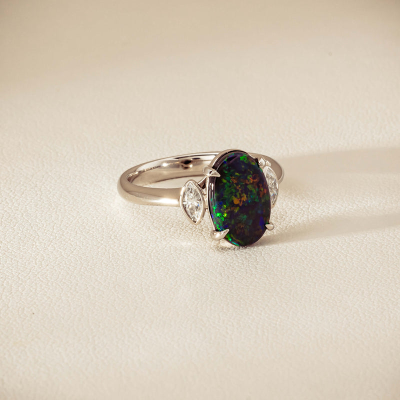 Deja Vu Platinum 1.62ct Opal & Diamond Ring