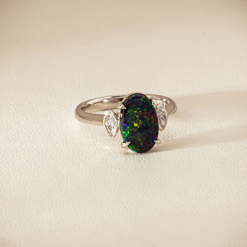 Deja Vu Platinum 1.62ct Opal & Diamond Ring