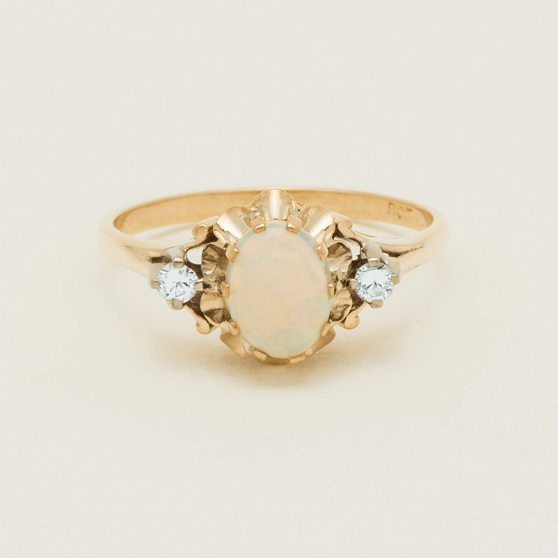 Deja Vu 9ct Yellow Gold Opal & Diamond Set Ring - Ring - Walker & Hall