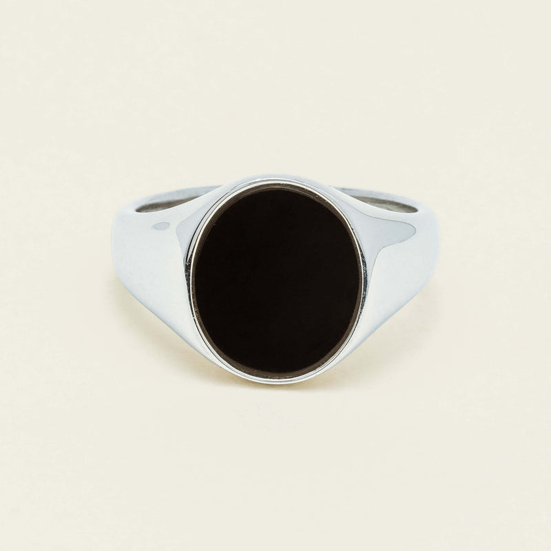 Sterling Silver Oval Onyx Signet Ring - Ring - Walker & Hall