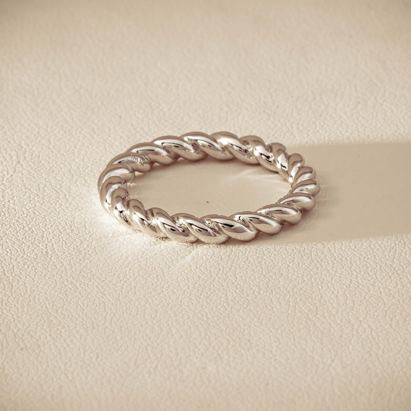 Sterling Silver Twine Stacking Band - Ring - Walker & Hall