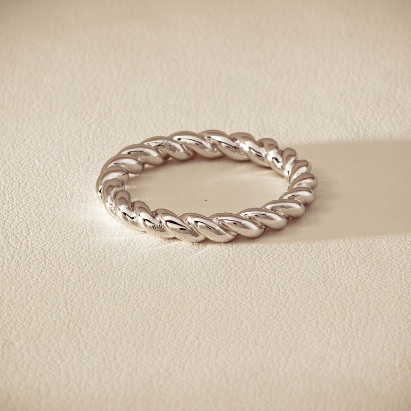 Sterling Silver Twine Stacking Band - Ring - Walker & Hall