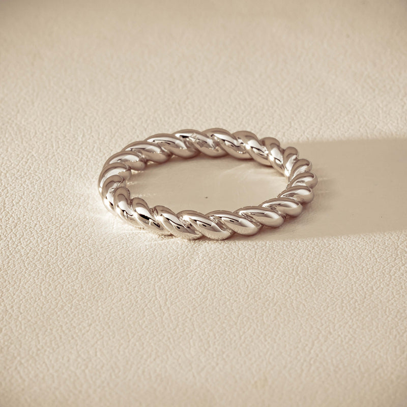 Sterling Silver Twine Stacking Band - Ring - Walker & Hall
