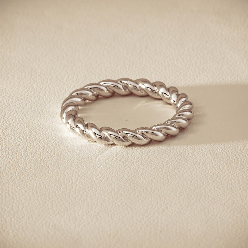 Sterling Silver Twine Stacking Band - Ring - Walker & Hall