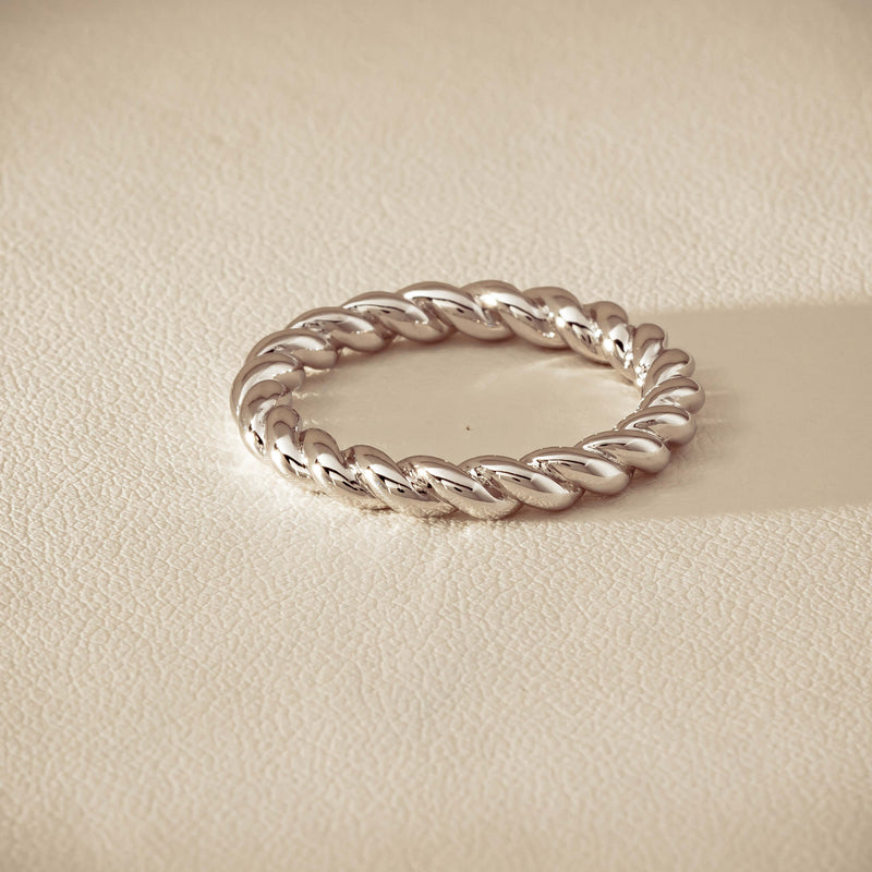 Sterling Silver Twine Stacking Band - Ring - Walker & Hall