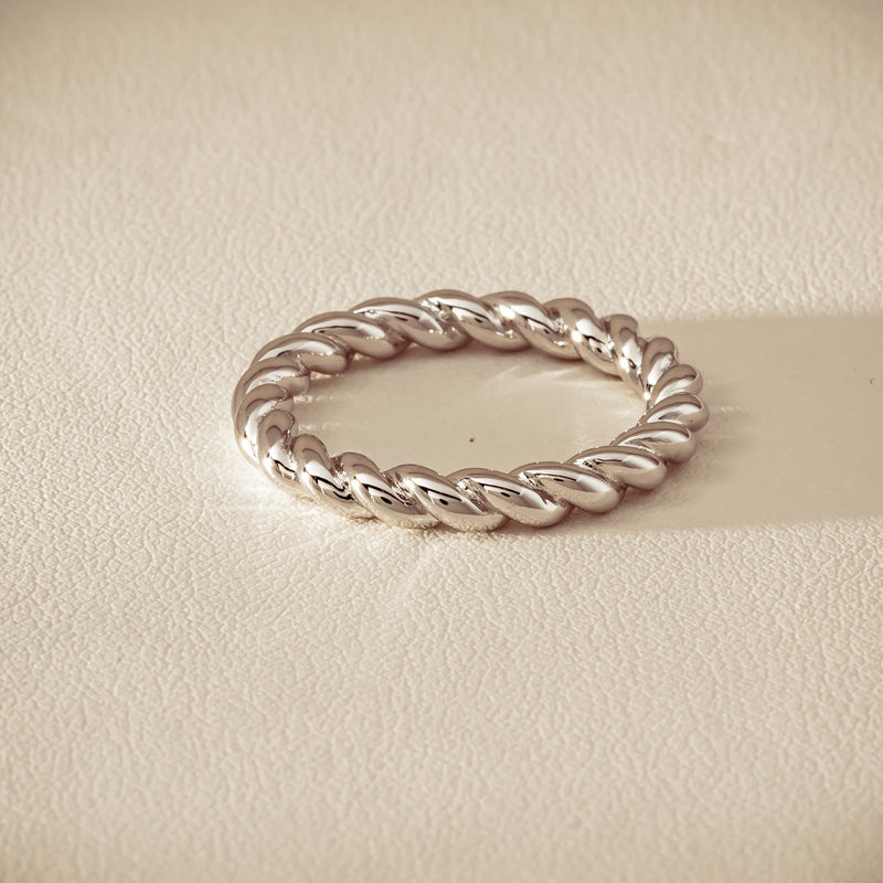 Sterling Silver Twine Stacking Band - Ring - Walker & Hall