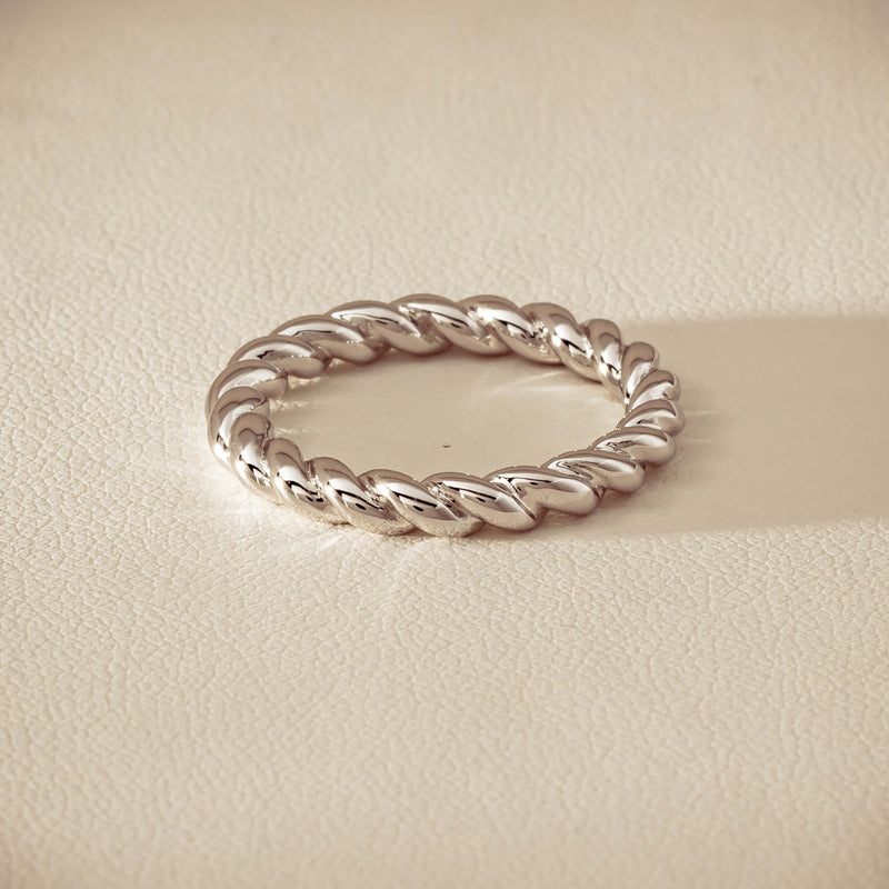 Sterling Silver Twine Stacking Band - Ring - Walker & Hall
