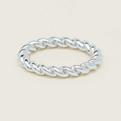 Sterling Silver Twine Stacking Band - Ring - Walker & Hall