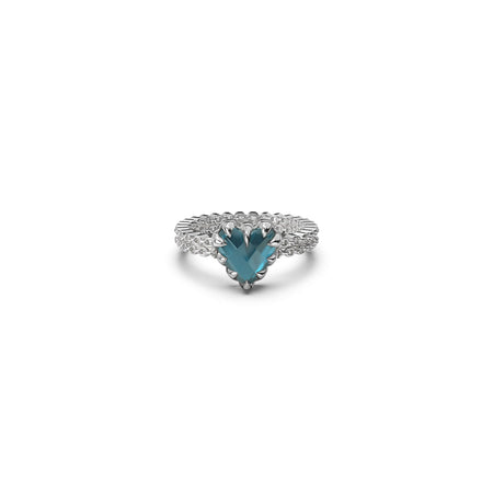 SGC x W&H London Blue Topaz Mini Love Claw Ring - Silver - Ring - Walker & Hall