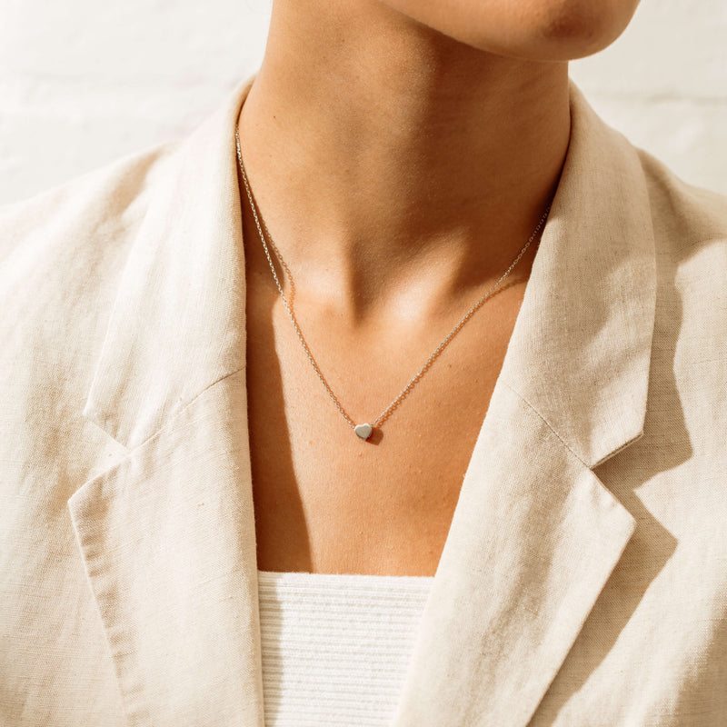 Sterling Silver Noted Heart Charm - Necklace - Walker & Hall