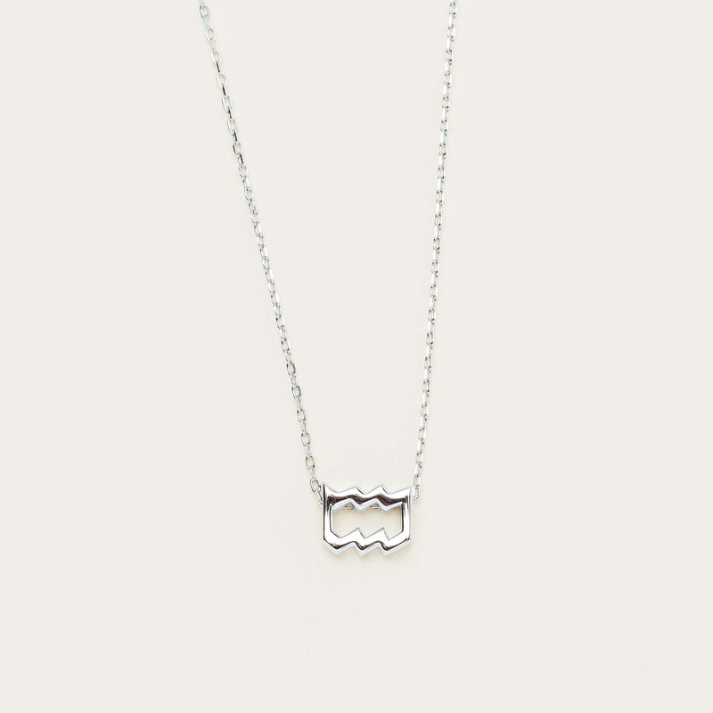 Sterling Silver Noted Zodiac Necklace (Pendant + Chain) - Necklace - Walker & Hall