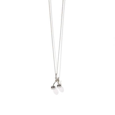 Meadowlark Cherry Charm Necklace - Sterling Silver-Necklace-Walker & Hall