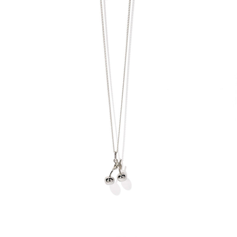 Meadowlark Cherry Charm Necklace - Sterling Silver-Necklace-Walker & Hall