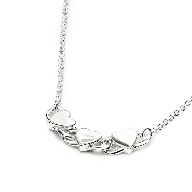 Stolen Girlfriends Club Triple Heart Love Chain Necklace - Sterling Silver-Necklace-Walker & Hall