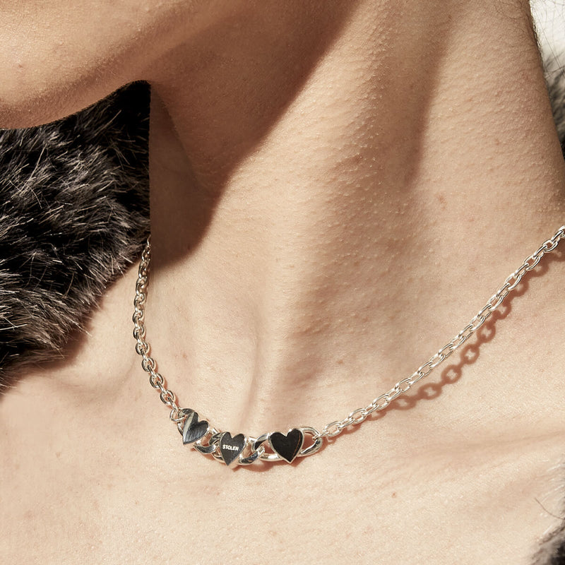Stolen Girlfriends Club Triple Heart Love Chain Necklace - Sterling Silver-Necklace-Walker & Hall