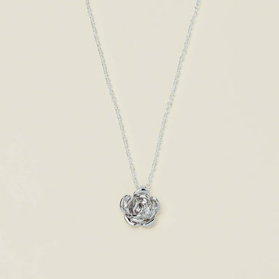 Sterling Silver Albertine Rose Pendant - Necklace - Walker & Hall