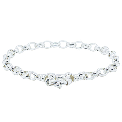 Sterling Silver Oval Belcher Bracelet-Bracelet-Walker & Hall