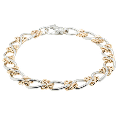 9ct Yellow Gold & Sterling Silver Celtic Weave and Oval Curb Bracelet-Bracelet-Walker & Hall