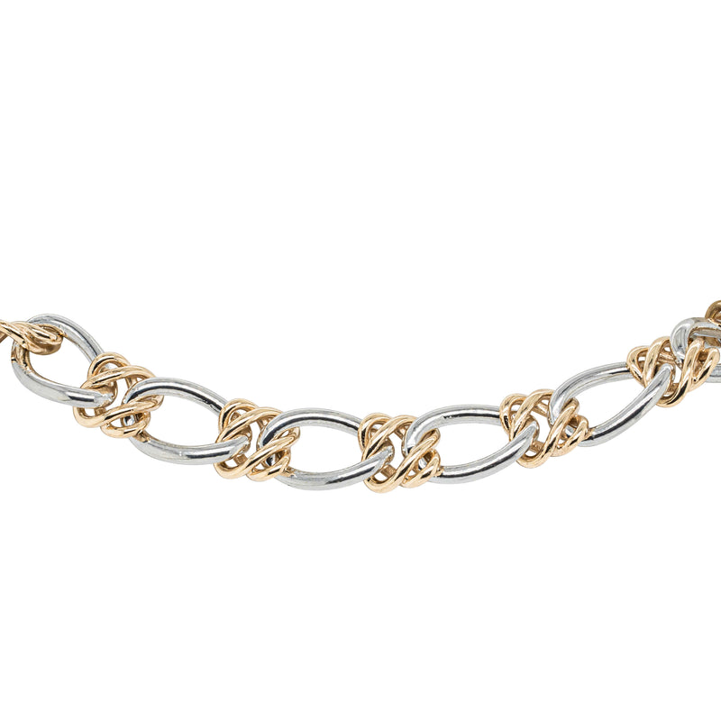 9ct Yellow Gold & Sterling Silver Celtic Weave and Oval Curb Bracelet-Bracelet-Walker & Hall