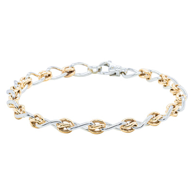 9ct Yellow Gold & Sterling Silver Twist Cable and Knot Bracelet-Bracelet-Walker & Hall