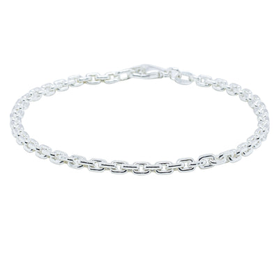 Sterling Silver Rectangular Belcher Link Bracelet-Bracelet-Walker & Hall