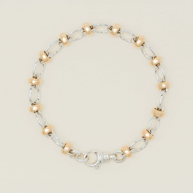 9ct Yellow Gold & Sterling Silver Belcher Bracelet - Bracelet - Walker & Hall