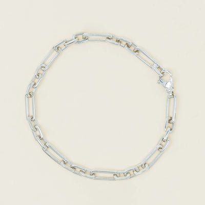 Sterling Silver Paperclip Figaro Bracelet - Bracelet - Walker & Hall