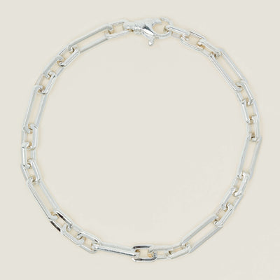 Sterling Silver Figaro Paperclip Link Bracelet - Bracelet - Walker & Hall