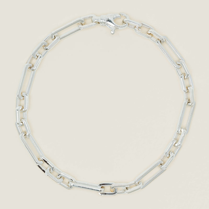 Sterling Silver Figaro Paperclip Link Bracelet - Bracelet - Walker & Hall