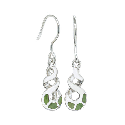 Sterling Silver NZ Greenstone Drop Earrings-Earrings-Walker & Hall
