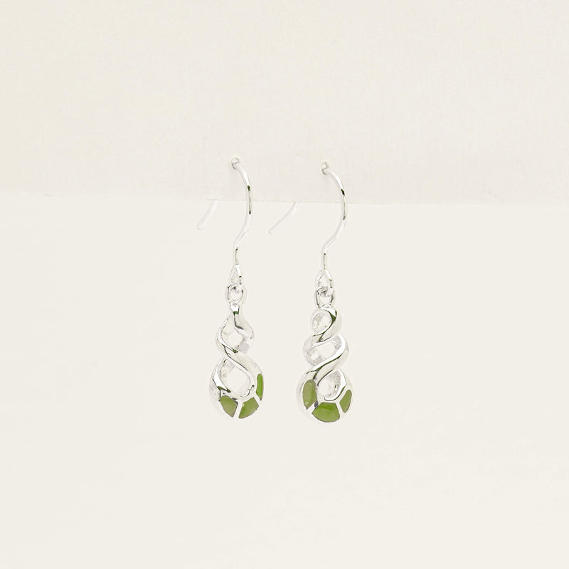 Sterling Silver NZ Greenstone Drop Earrings - Earrings - Walker & Hall