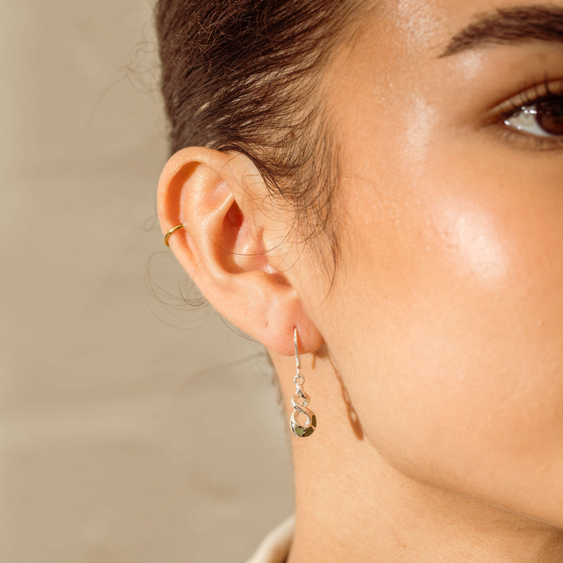 Sterling Silver NZ Greenstone Drop Earrings-Earrings-Walker & Hall