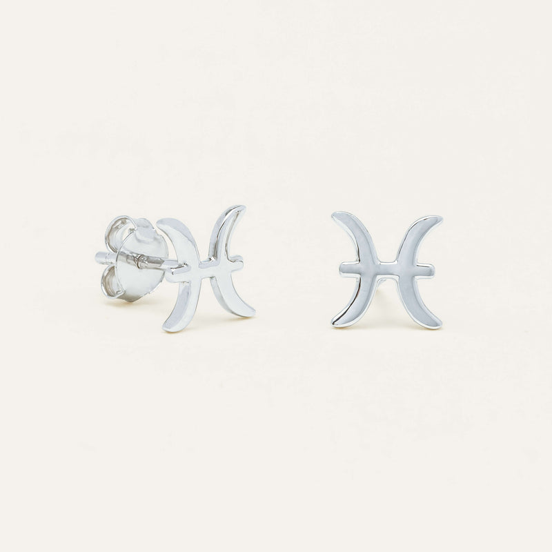 Sterling Silver Noted Zodiac Stud Earrings - Earrings - Walker & Hall