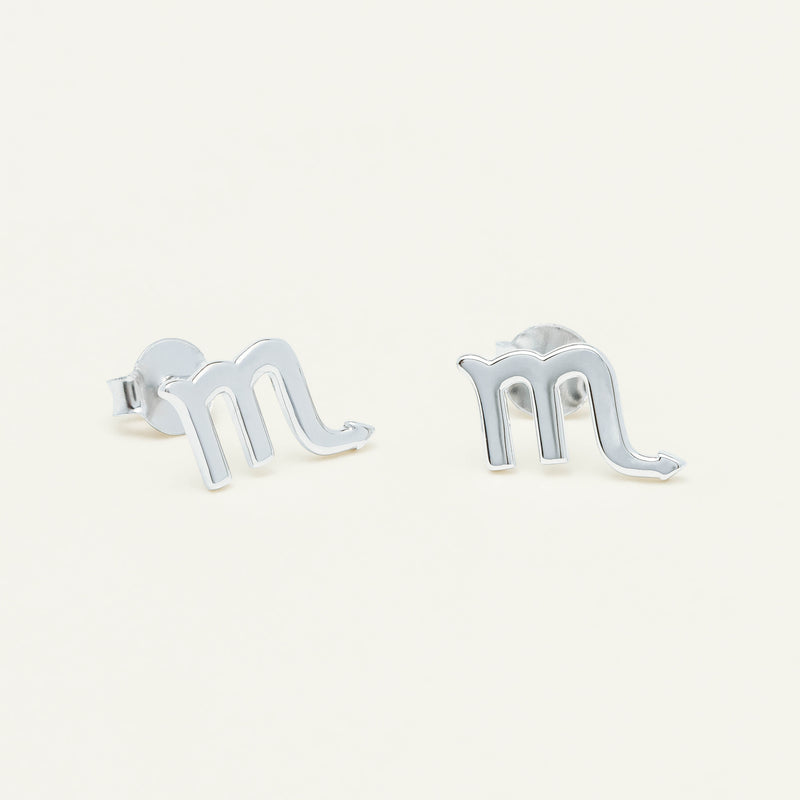 Sterling Silver Noted Zodiac Stud Earrings - Earrings - Walker & Hall