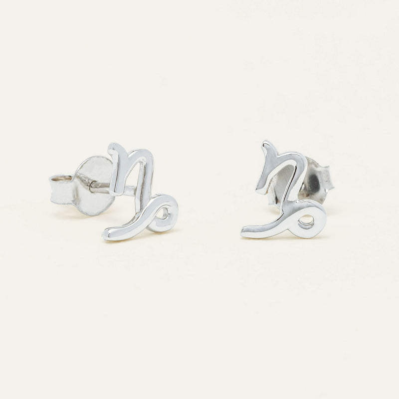 Sterling Silver Noted Zodiac Stud Earrings - Earrings - Walker & Hall