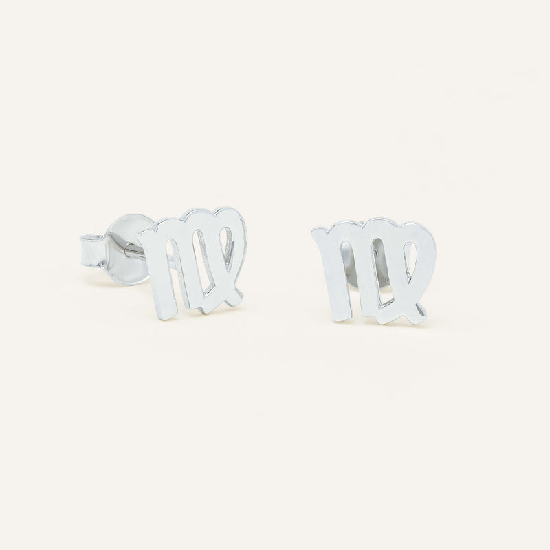 Sterling Silver Noted Zodiac Stud Earrings - Earrings - Walker & Hall