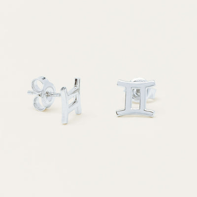 Sterling Silver Noted Zodiac Stud Earrings - Earrings - Walker & Hall
