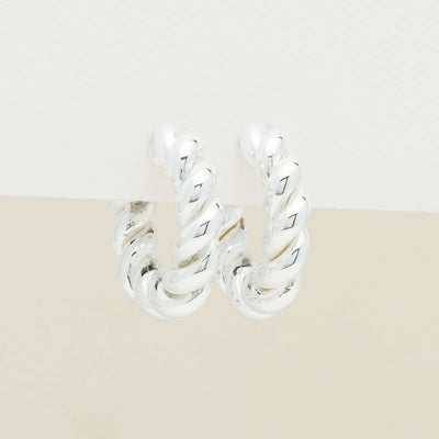 Sterling Silver Twisted Rope Hoop Earrings - Earrings - Walker & Hall
