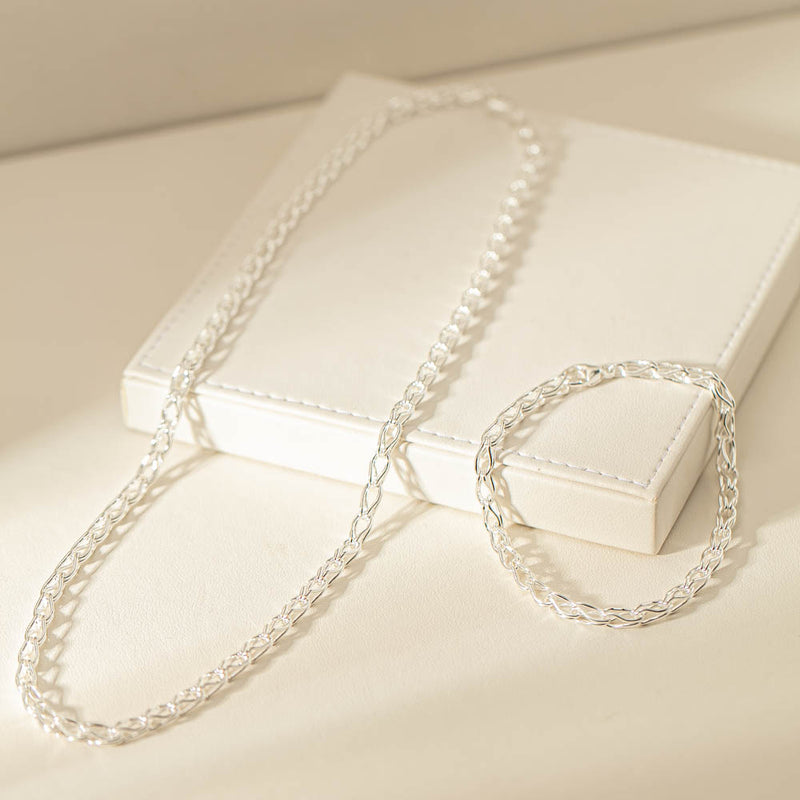 Sterling Silver Wishbone Chain-Necklace-Walker & Hall
