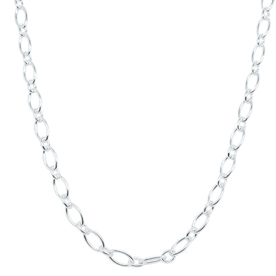 Sterling Silver Figaro Chain-Necklace-Walker & Hall