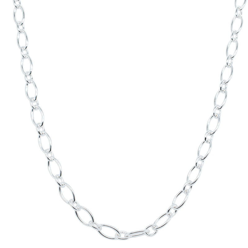 Sterling Silver Figaro Chain-Necklace-Walker & Hall