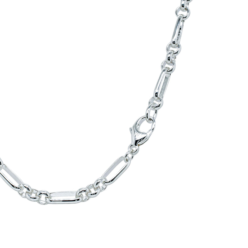 Sterling Silver Belcher Figaro Chain-Necklace-Walker & Hall