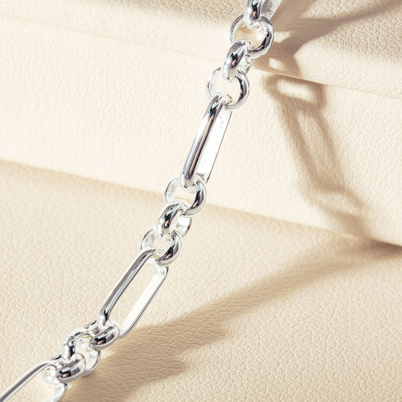 Sterling Silver Belcher Figaro Chain-Necklace-Walker & Hall