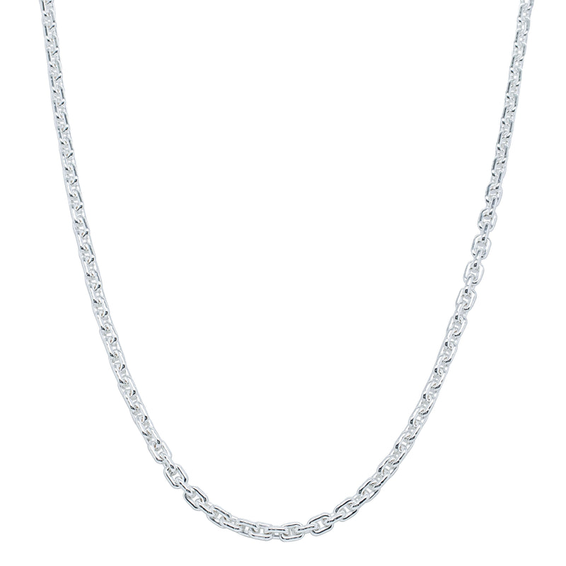 Sterling Silver Rectangular Belcher Link Chain-Necklace-Walker & Hall