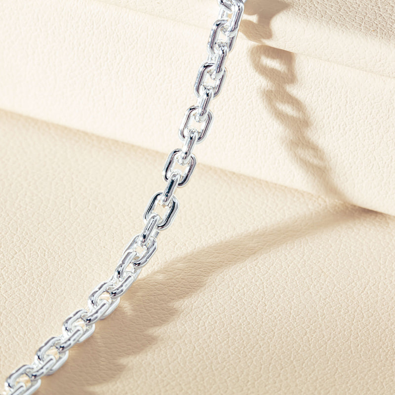 Sterling Silver Rectangular Belcher Link Bracelet-Bracelet-Walker & Hall