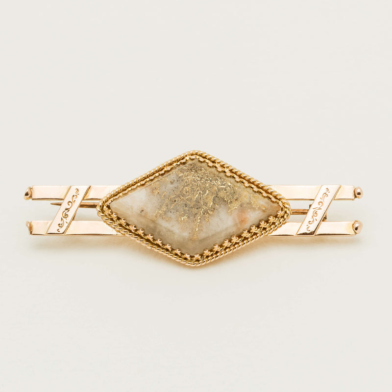 Vintage 15ct Yellow Gold Quartz Brooch With Engraving - Brooch - Walker & Hall