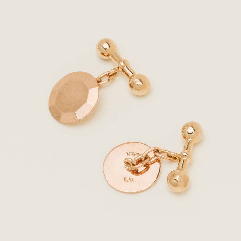 Deja Vu 9ct Rose Gold Circular Faceted Cufflinks - Cufflinks - Walker & Hall