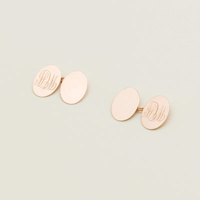 Vintage 9ct Rose Gold Engraved Cufflinks - Cufflinks - Walker & Hall